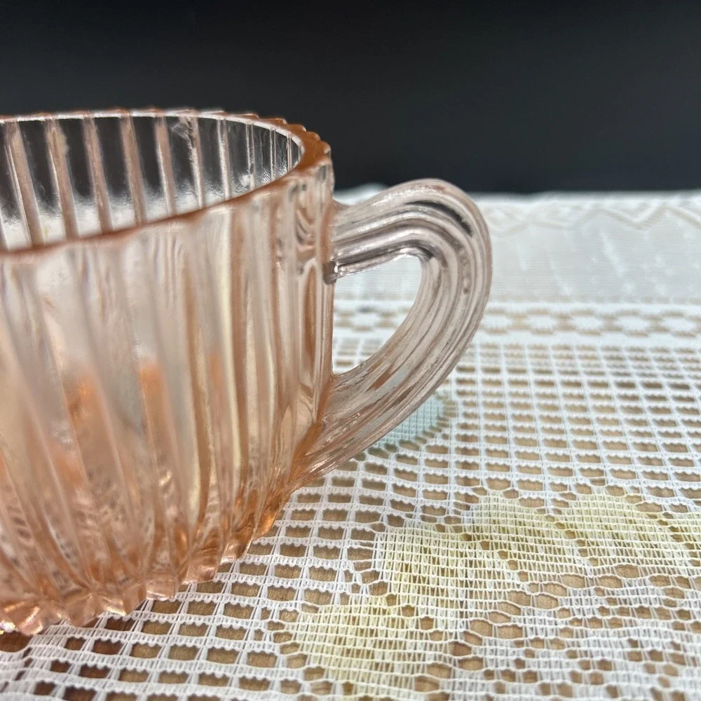 Anchor Hocking Queen Mary Pink Depression Glass Open Sugar Ribbed
